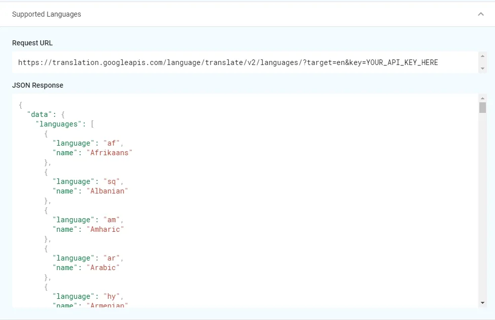 Supported Language