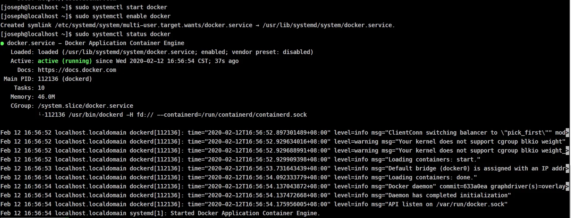 docker status